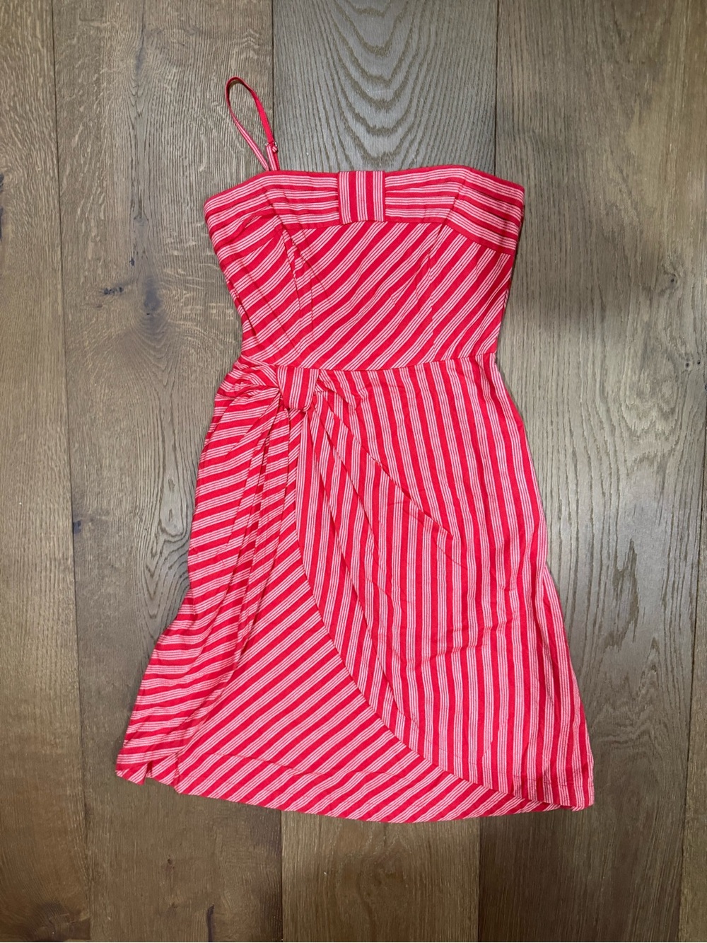 Lil by Anthropologie Blazing Rays Red Striped Strapless Bow Dress